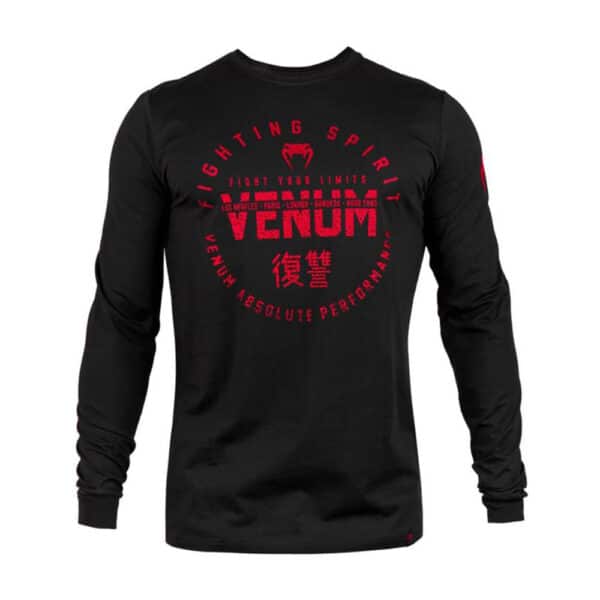 Venum Signature T-Shirt-Long Sleeves-schwarz/rot